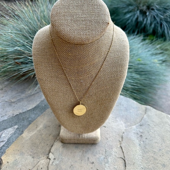 Kate Spade Idiom Reversible Necklace - Clean Slate gold white circle coin - Picture 6 of 16